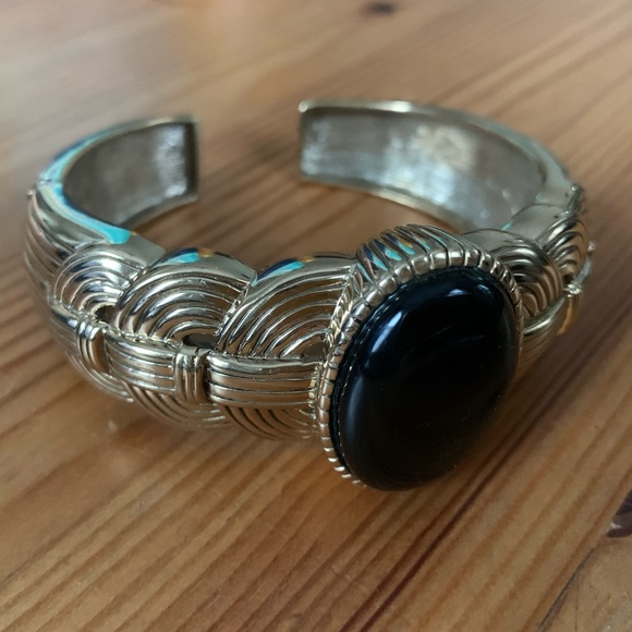 Studio Barse Jewelry - Studio BARSE Bronze & Black Onyx Hinged Cuff